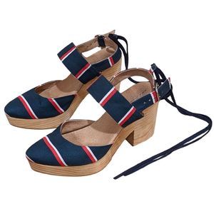 Free People Monaco Wooden Heel Clog Mules Platform Closed Toe Wedge Sandals